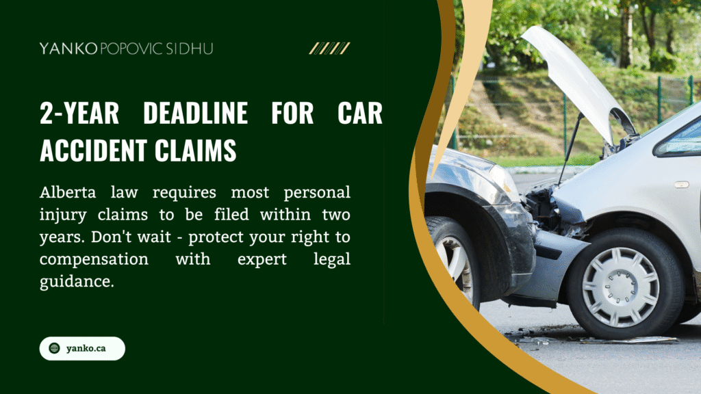 Car accident settlement payouts Alberta have 2-year deadline for filing injury claims